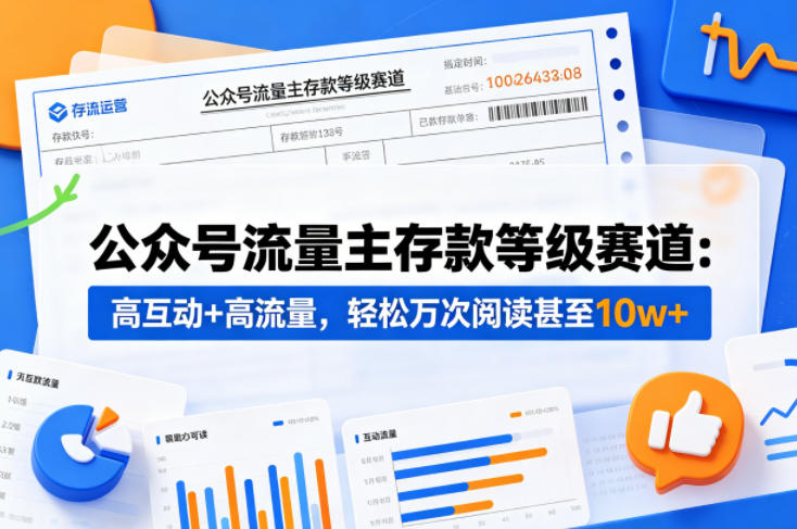 公众号流量主之存款等级赛道，高互动+高流量，轻松达到万次阅读，甚至10w+-玩备项目资源网