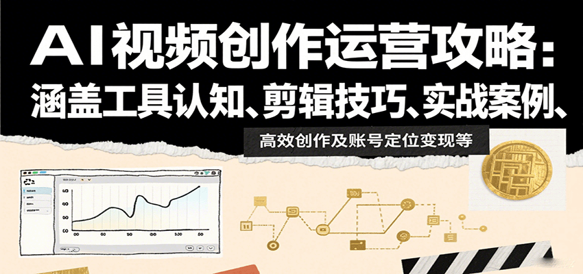 AI视频创作运营攻略：涵盖工具认知、剪辑技巧、实战案例、高效创作及账号定位变现等-玩备项目资源网