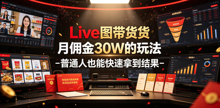 Live图带货月佣金30W的玩法-普通人也能快速拿到结果-玩备项目资源网