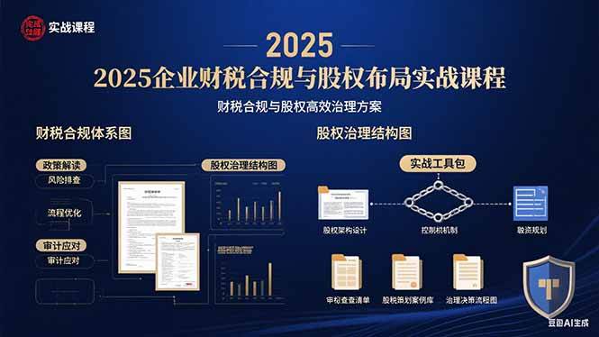 （15802期）2025企业财税合规与股权布局的实战课程：财税合规与股权高效治理方案-玩备项目资源网