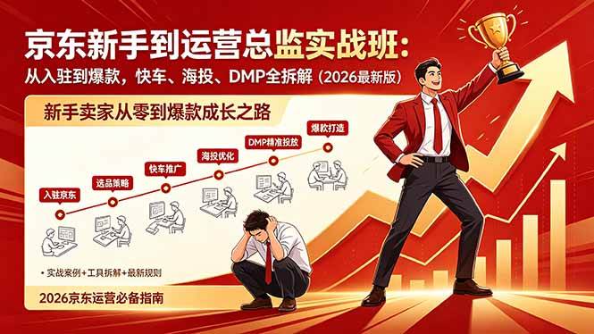 （18291期）京东新手到运营总监实战班：从入驻到爆款，快车、海投、DMP全拆解，2026最新版-玩备项目资源网