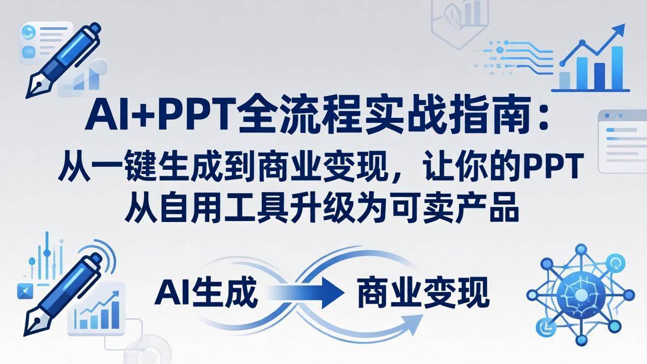 （18142期）AI+PPT全流程实战指南-更新4月21：从一键生成到商业变现，让你的PPT从自用工具升级为可卖产品-玩备项目资源网