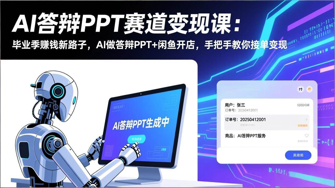 （17546期）AI答辩PPT赛道变现课：毕业季赚钱新路子，AI做答辩PPT+闲鱼开店，手把手教你接单变现-玩备项目资源网