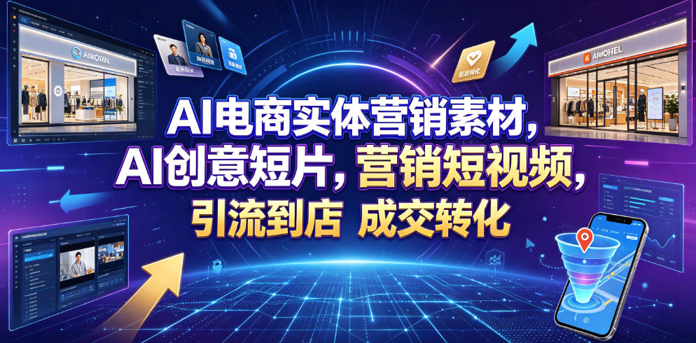 AI电商实体营销素材，AI创意短片，高效打造营销短视频，轻松引流到店，稳定提升门店客流与成交转化-玩备项目资源网