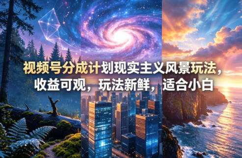 视频号分成计划现实主义风景玩法，收益可观，玩法新鲜，适合小白-玩备项目资源网