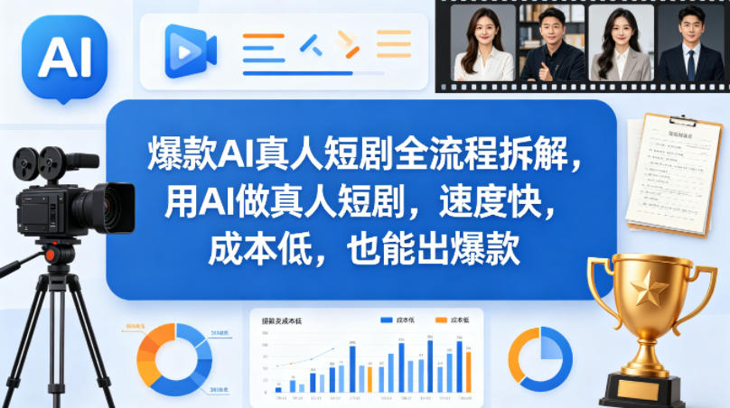 爆款AI真人短剧全流程拆解，用AI做真人短剧，速度快，成本低，也能出爆款-玩备项目资源网
