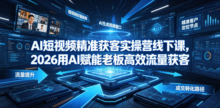 AI短视频精准获客实操营6月10-14号线下课，2026用AI赋能老板高效流量获客-玩备项目资源网
