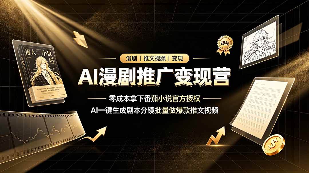 (19193期)AI漫剧推广变现营,零成本拿下番茄小说官方授权,AI一键生成剧本分镜批量做爆款推文视频-玩备项目资源网
