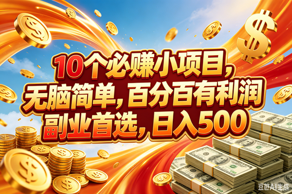 （18918期）10个必赚的小项目，百分百赚元子，无脑简单，副业首选，日入500+-玩备项目资源网
