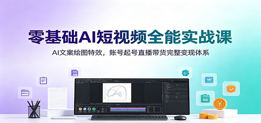 零基础AI短视频全能实战课:AI文案绘图特效,账号起号直播带货完整变现体系-玩备项目资源网