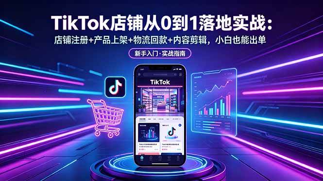 (18862期)TikTok店铺从0到1落地实战:店铺注册+产品上架+物流回款+内容剪辑,小白也能出单-玩备项目资源网
