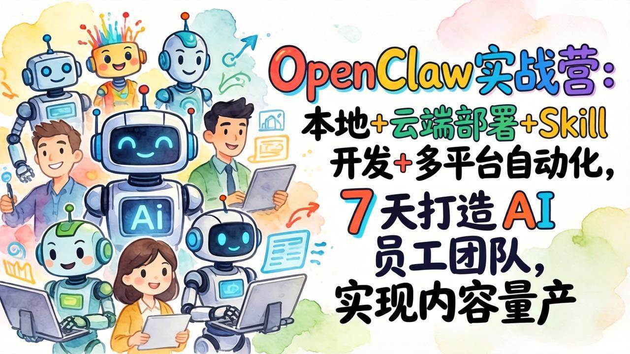 （17673期）OpenClaw实战营-更新：本地+云端部署+Skill开发+多平台自动化，7天打造AI员工团队+实现内容量产-玩备项目资源网