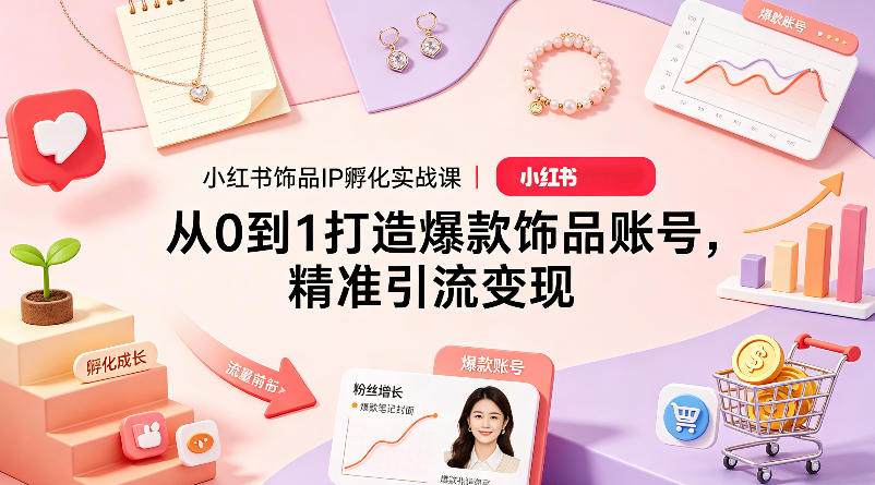 小红书饰品IP孵化实战课｜从0到1打造爆款饰品账号，精准引流变现-玩备项目资源网