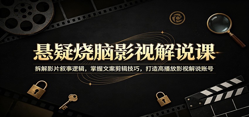 悬疑烧脑影视解说课:拆解影片叙事逻辑,掌握文案剪辑技巧,打造高播放影视解说账号-玩备项目资源网