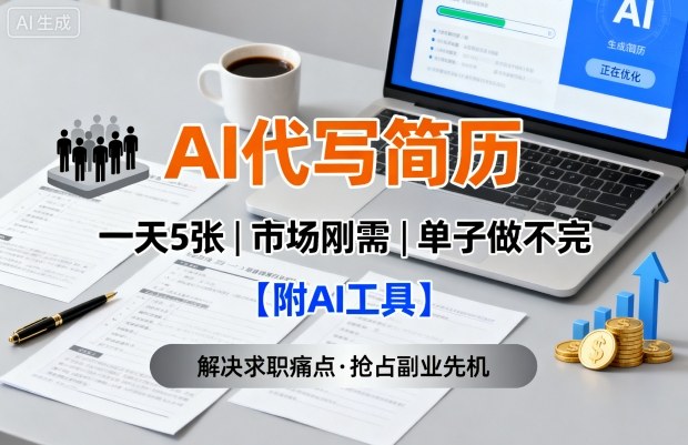 AI代写简历，一天5张，今年找工作难，市场刚需，单子做不完【附AI工具】-玩备项目资源网