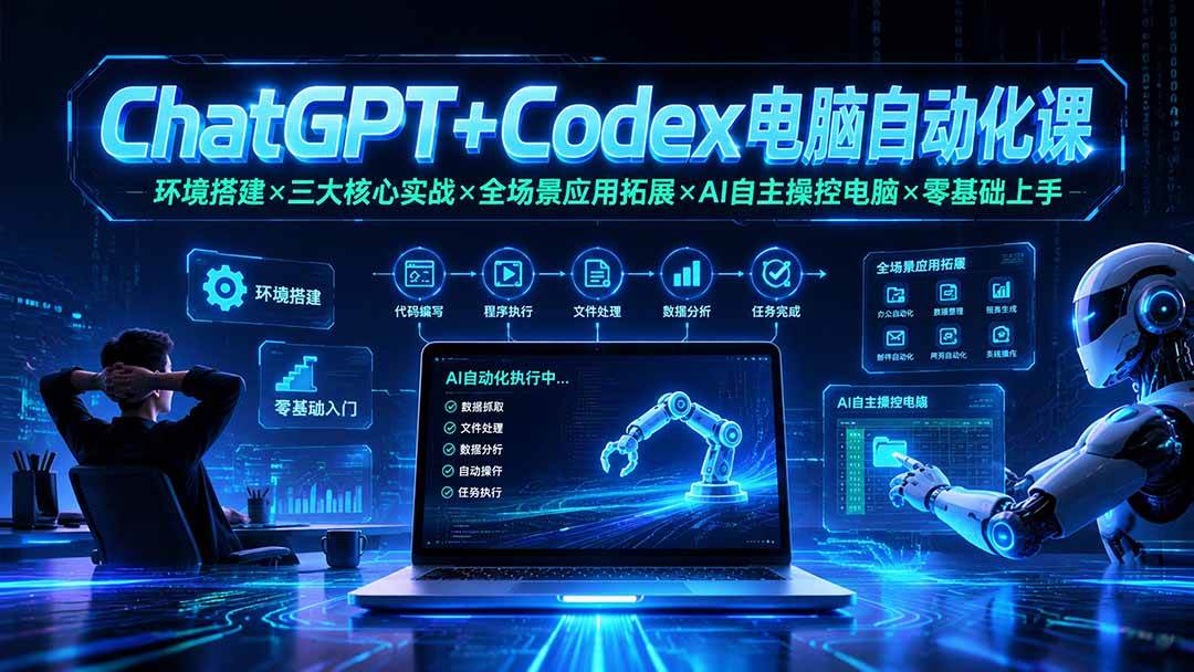 （19583期）ChatGPT+Codex电脑自动化课：环境搭建×三大核心实战×全场景应用拓展×AI自主操控电脑×零基础上手-玩备项目资源网