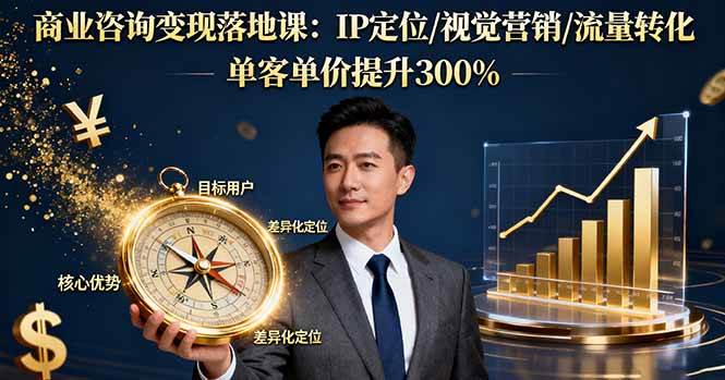 （16249期）商业咨询变现落地课：IP定位/视觉营销/流量转化，单客单价提升300%-玩备项目资源网